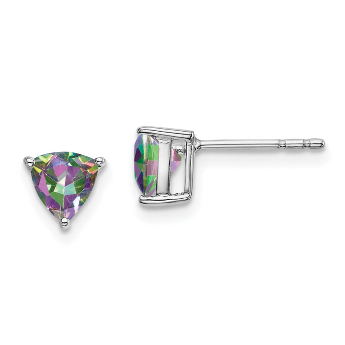 14k White Gold Trillion Mystic Fire Topaz Earrings-EM7100-FT-W