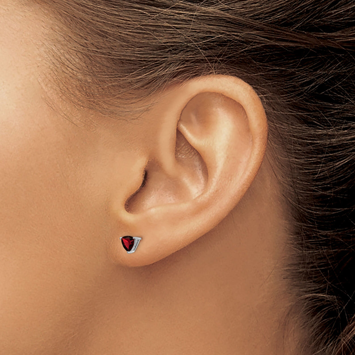 14k White Gold Trillion Garnet Earrings-EM7100-GA-W