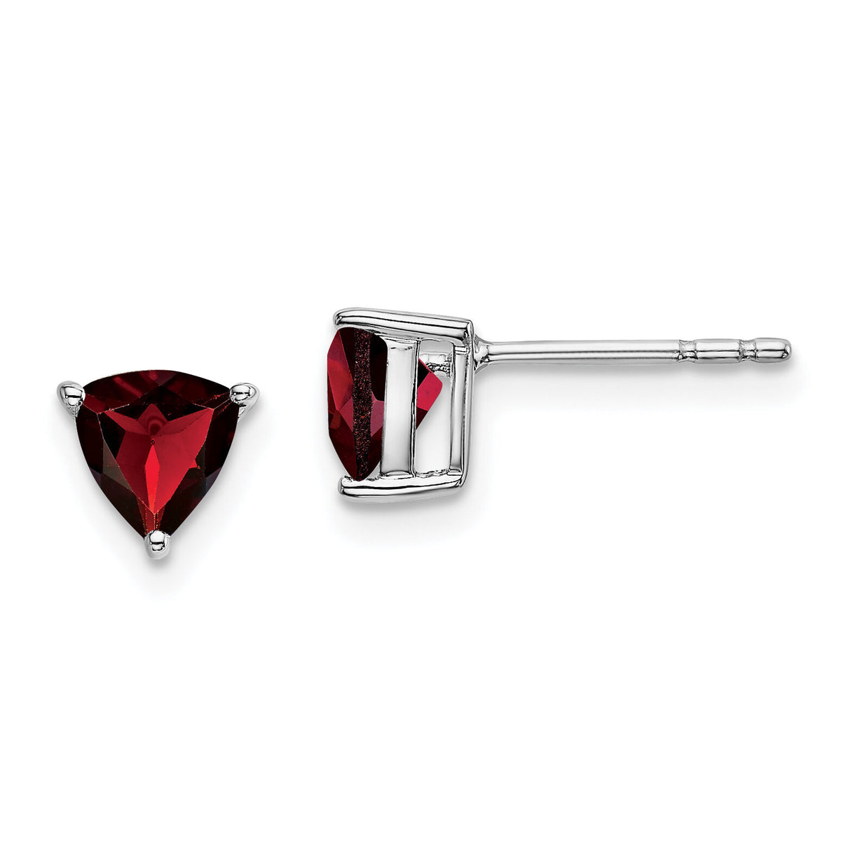 14k White Gold Trillion Garnet Earrings-EM7100-GA-W