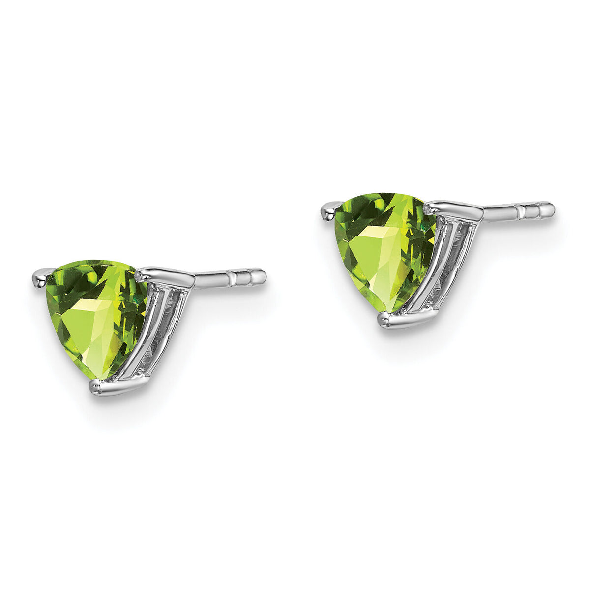 14k White Gold Trillion Peridot Earrings-EM7100-PE-W