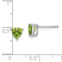 14k White Gold Trillion Peridot Earrings-EM7100-PE-W