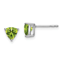14k White Gold Trillion Peridot Earrings-EM7100-PE-W