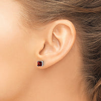 14k White Gold Square Garnet Earrings-EM7102-GA-W