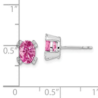 14k White Gold Oval Created Pink Sapphire and Diamond Earrings-EM7104-CPS-006-WA