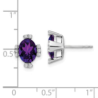 14k White Gold Oval Amethyst and Diamond Earrings-EM7105-AM-016-WA