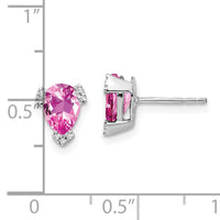 14k White Gold Pear Created Pink Sapphire and Diamond Earrings-EM7108-CPS-006-WA