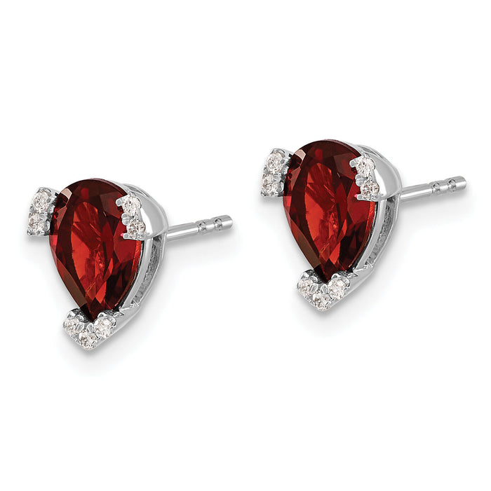 14k White Gold Pear Garnet and Diamond Earrings-EM7108-GA-006-WA