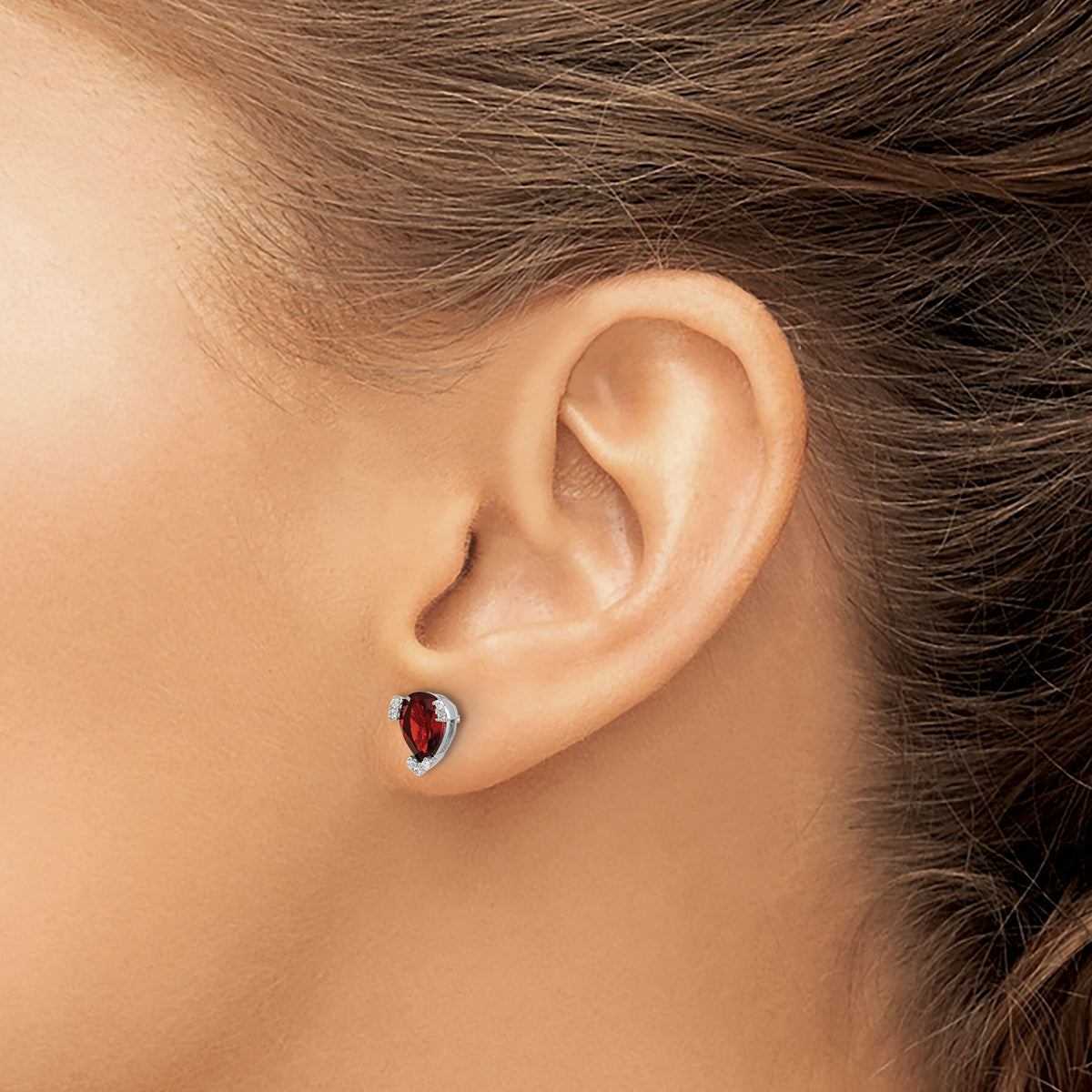 14k White Gold Pear Garnet and Diamond Earrings-EM7108-GA-006-WA