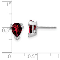 14k White Gold Pear Garnet and Diamond Earrings-EM7108-GA-006-WA