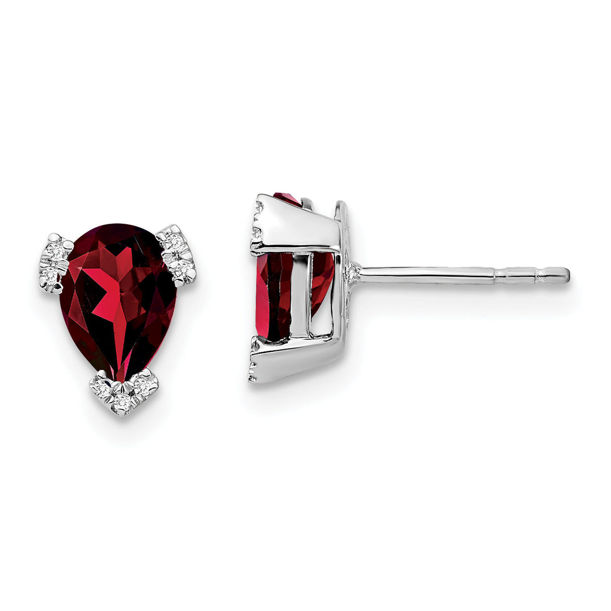 14k White Gold Pear Garnet and Diamond Earrings-EM7108-GA-006-WA