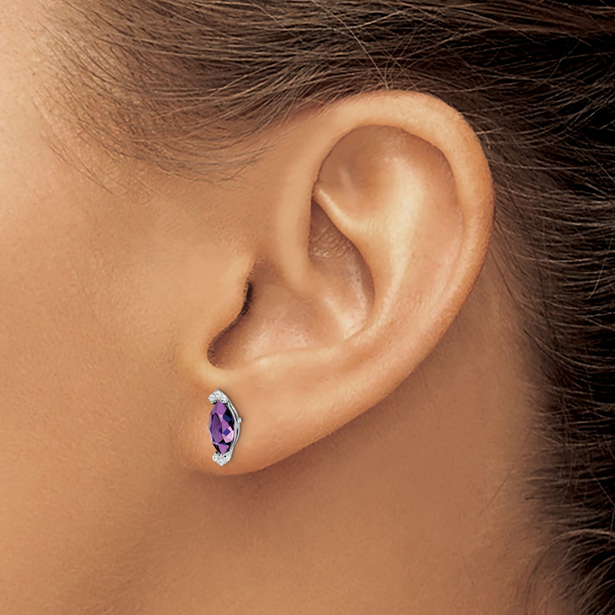 14k White Gold Marquise Amethyst and Diamond Earrings-EM7109-AM-005-WA