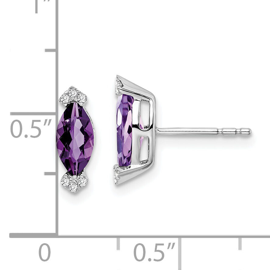 14k White Gold Marquise Amethyst and Diamond Earrings-EM7109-AM-005-WA