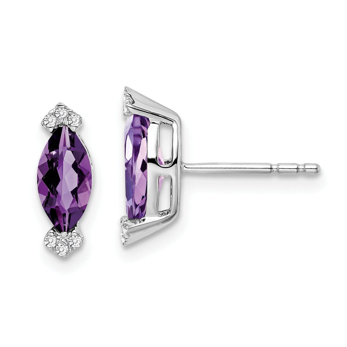 14k White Gold Marquise Amethyst and Diamond Earrings-EM7109-AM-005-WA