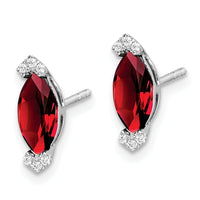 14k White Gold Marquise Garnet and Diamond Earrings-EM7109-GA-005-WA