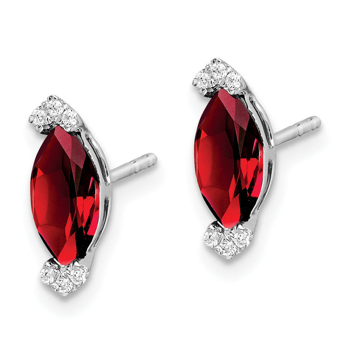 14k White Gold Marquise Garnet and Diamond Earrings-EM7109-GA-005-WA