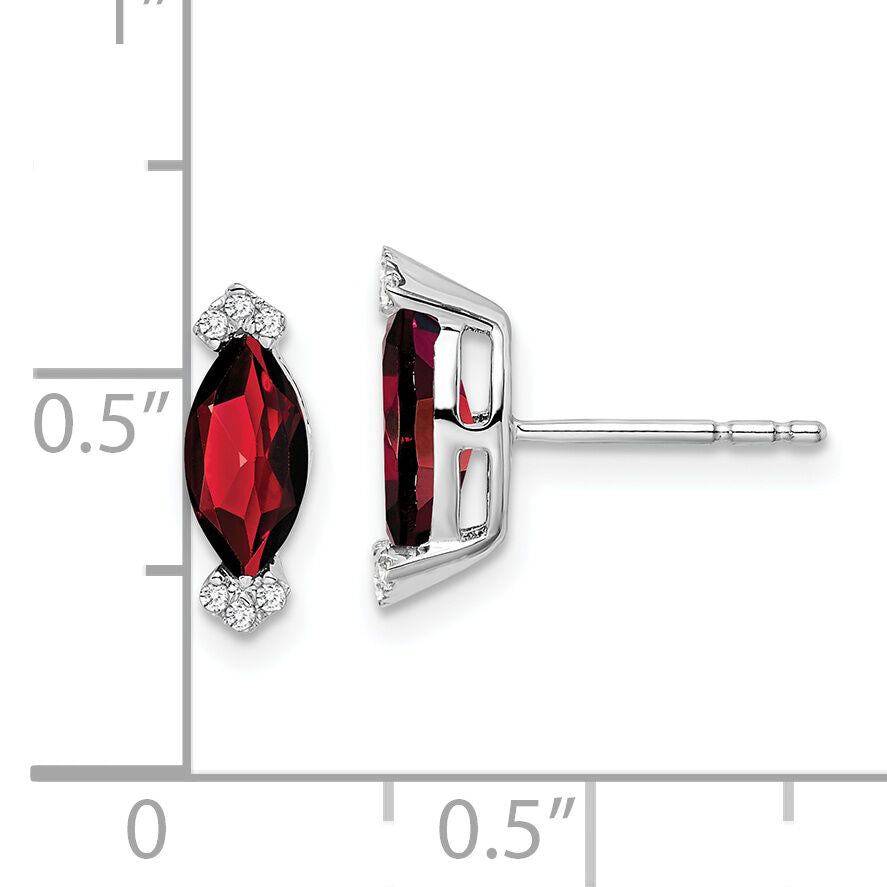 14k White Gold Marquise Garnet and Diamond Earrings-EM7109-GA-005-WA