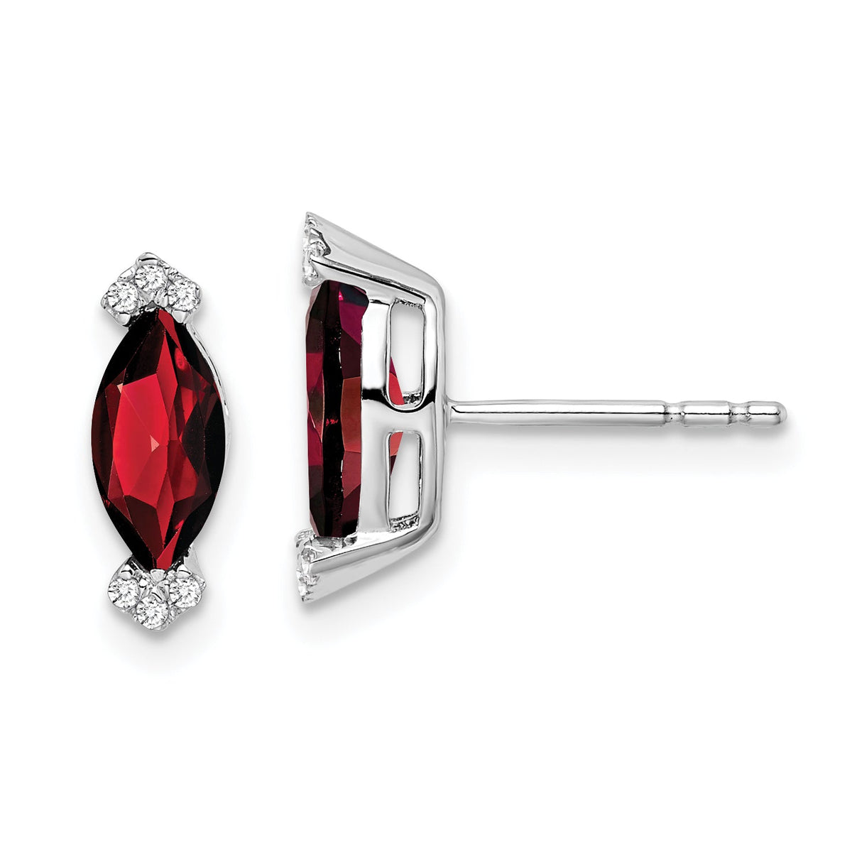 14k White Gold Marquise Garnet and Diamond Earrings-EM7109-GA-005-WA
