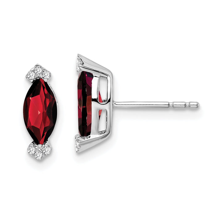 14k White Gold Marquise Garnet and Diamond Earrings-EM7109-GA-005-WA