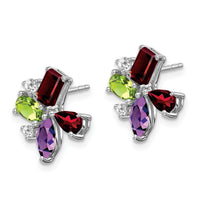 14k White Gold Amethyst/Peridot/Garnet/Diamond Earrings-EM7129-AM/PE-011-WA