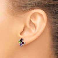 14k White Gold Amethyst/Peridot/Garnet/Diamond Earrings-EM7129-AM/PE-011-WA