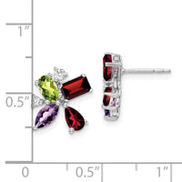 14k White Gold Amethyst/Peridot/Garnet/Diamond Earrings-EM7129-AM/PE-011-WA