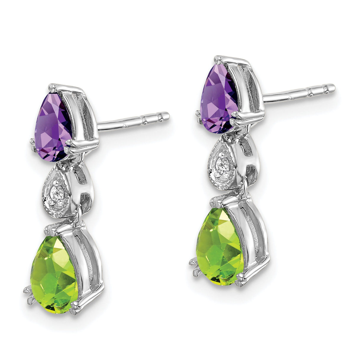 14k White Gold Amethyst/Peridot/Diamond Earrings-EM7131-AM/PE-002-WA