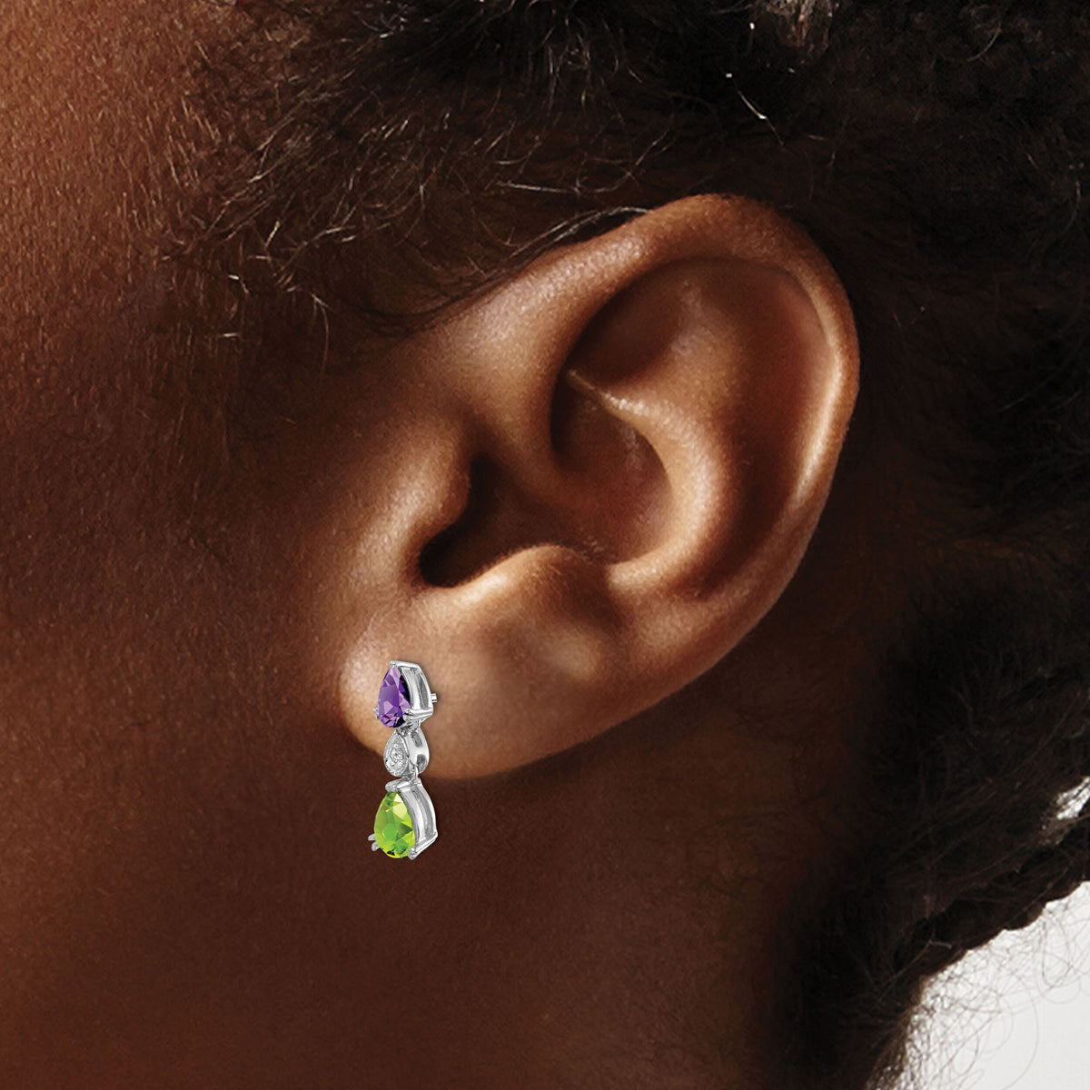 14k White Gold Amethyst/Peridot/Diamond Earrings-EM7131-AM/PE-002-WA