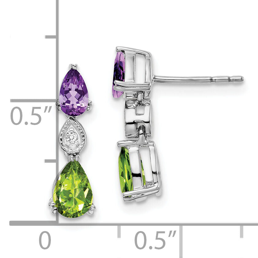 14k White Gold Amethyst/Peridot/Diamond Earrings-EM7131-AM/PE-002-WA