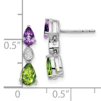 14k White Gold Amethyst/Peridot/Diamond Earrings-EM7131-AM/PE-002-WA