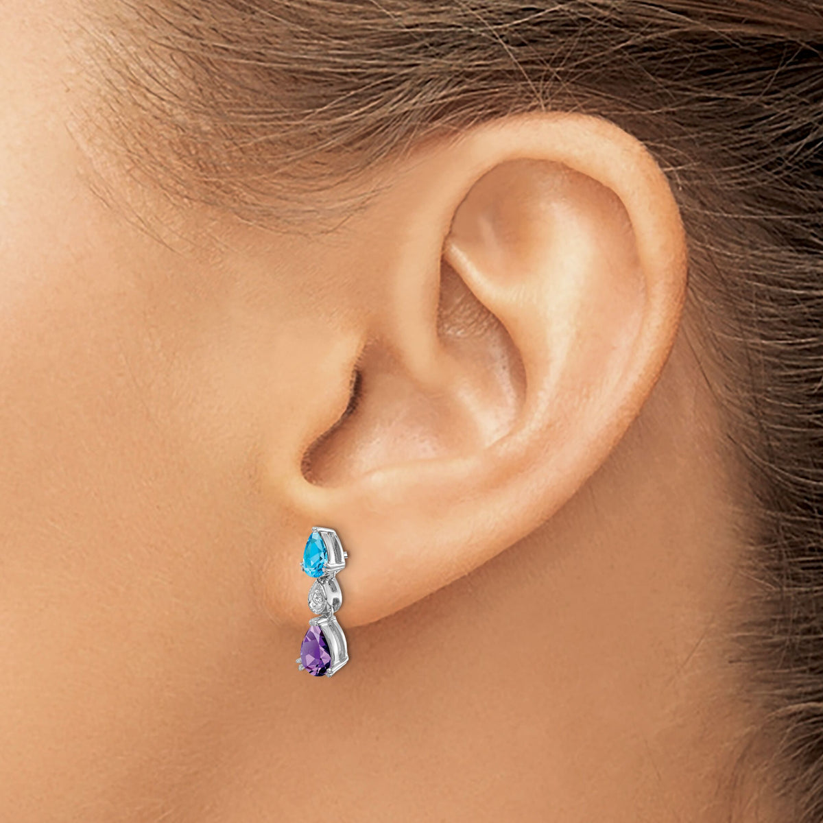 14k White Gold Blue Topaz/Amethyst/Diamond Earrings-EM7131-BT/AM-002-WA