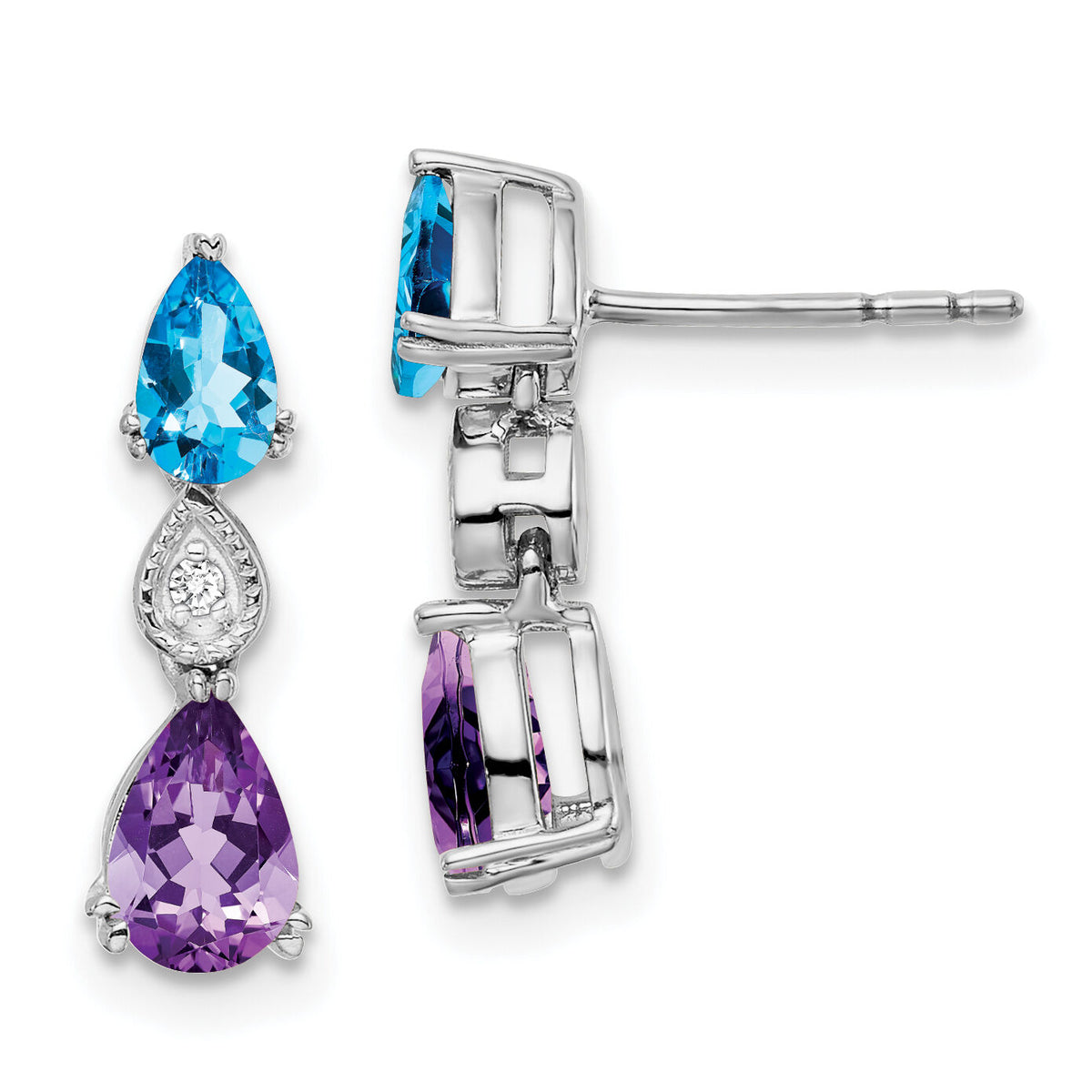 14k White Gold Blue Topaz/Amethyst/Diamond Earrings-EM7131-BT/AM-002-WA