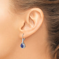 14k White Gold Pear Lapis and Diamond Leverback Earrings-EM7138-LP-014-WA