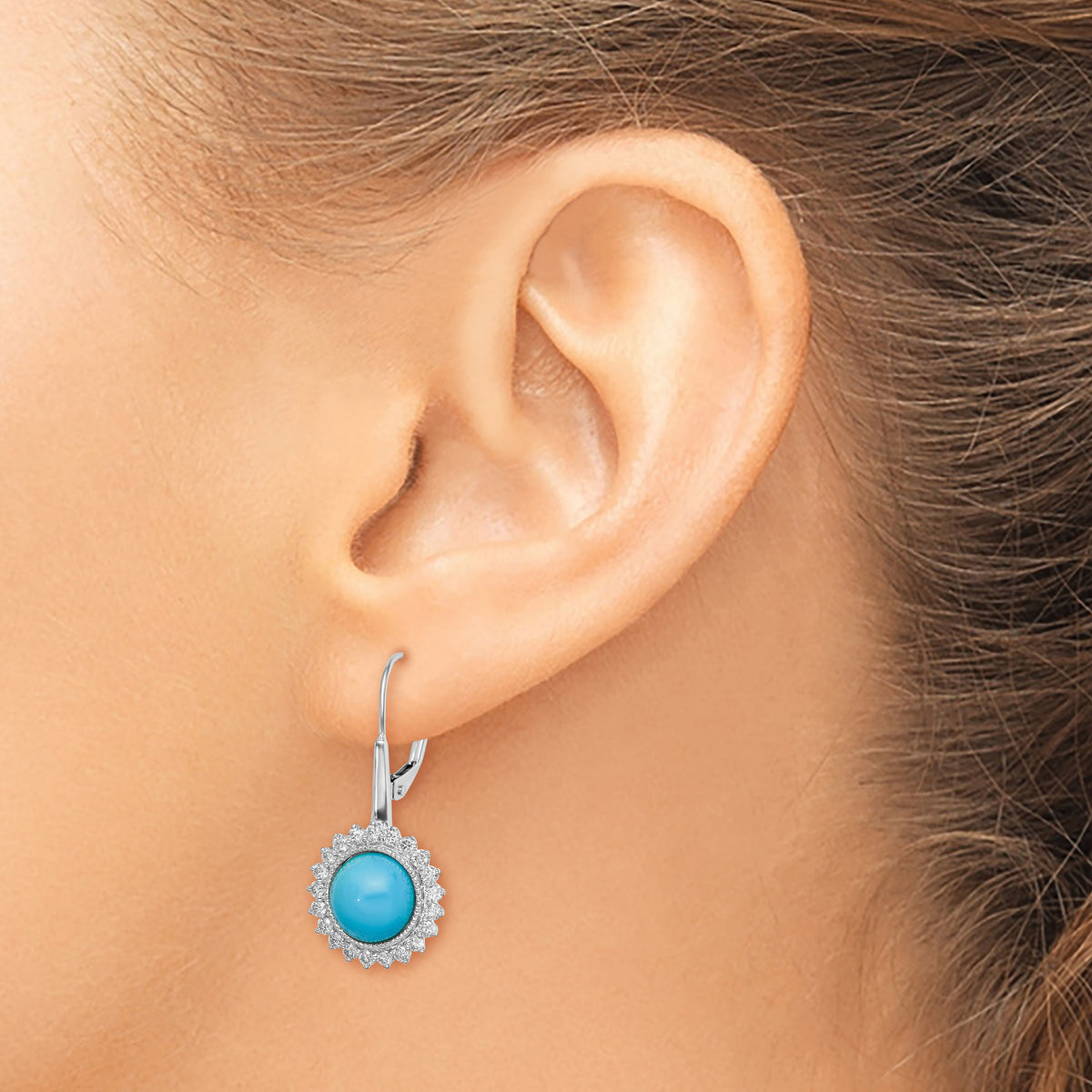 14k White Gold Turquoise and Diamond Leverback Earrings-EM7139-BTQ-063-WA