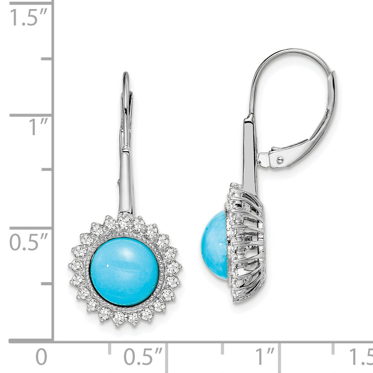 14k White Gold Turquoise and Diamond Leverback Earrings-EM7139-BTQ-063-WA