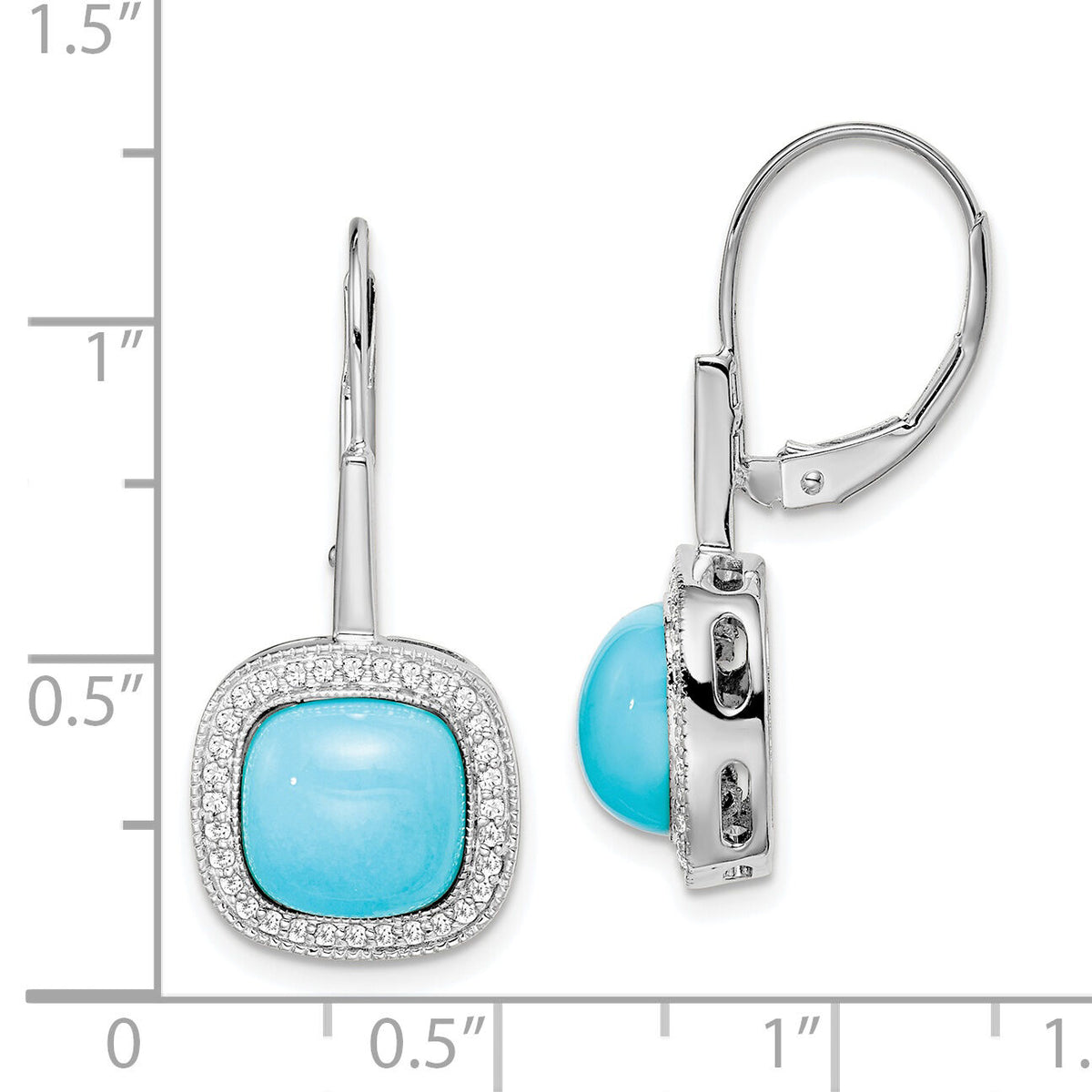 14k White Gold Turquoise and Diamond Leverback Earrings-EM7141-BTQ-026-WA