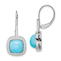 14k White Gold Turquoise and Diamond Leverback Earrings-EM7141-BTQ-026-WA