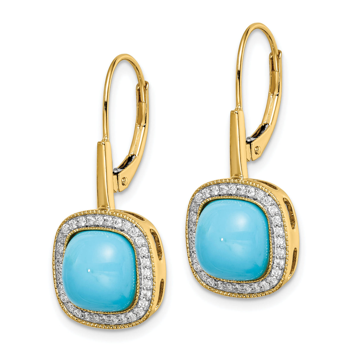 14k Turquoise and Diamond Leverback Earrings-EM7141-BTQ-026-YA