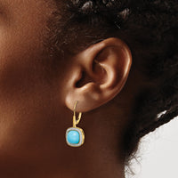 14k Turquoise and Diamond Leverback Earrings-EM7141-BTQ-026-YA