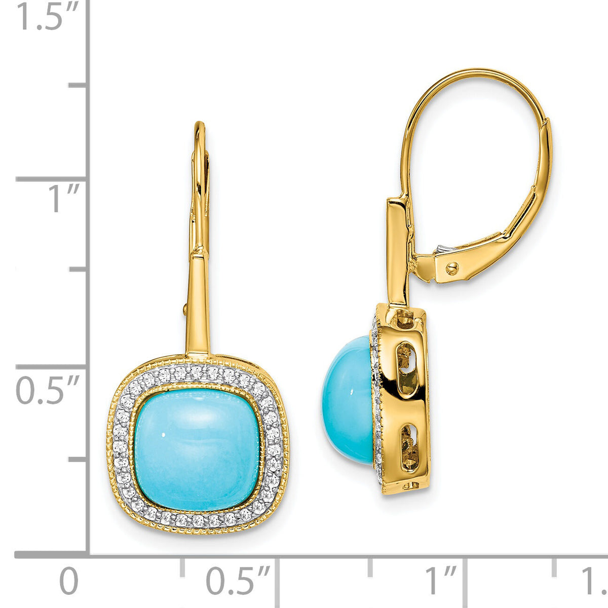 14k Turquoise and Diamond Leverback Earrings-EM7141-BTQ-026-YA
