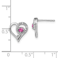 14k White Gold Pink Sapphire and Diamond Heart Earrings-EM7173-PS-002-WA