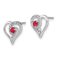 14k White Gold Ruby and Diamond Heart Earrings-EM7173-RU-002-WA