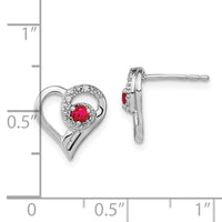 14k White Gold Ruby and Diamond Heart Earrings-EM7173-RU-002-WA