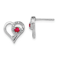14k White Gold Ruby and Diamond Heart Earrings-EM7173-RU-002-WA