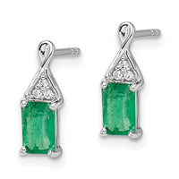 14k White Gold Emerald and Diamond Earrings-EM7187-EM-004-WA