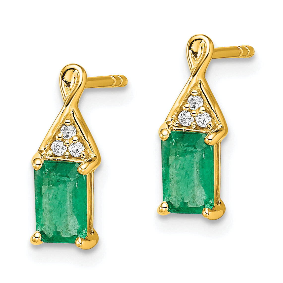 14k Emerald and Diamond Earrings-EM7187-EM-004-YA