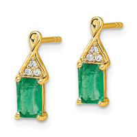 14k Emerald and Diamond Earrings-EM7187-EM-004-YA