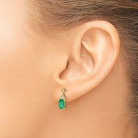 14k Emerald and Diamond Earrings-EM7187-EM-004-YA