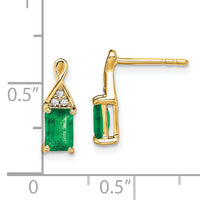 14k Emerald and Diamond Earrings-EM7187-EM-004-YA