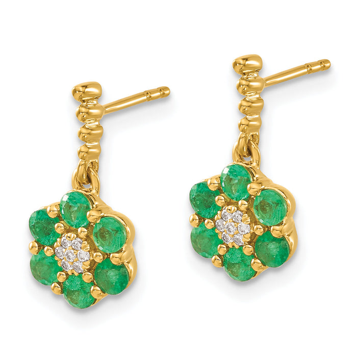 14k Emerald and Diamond Earrings-EM7191-EM-005-YA