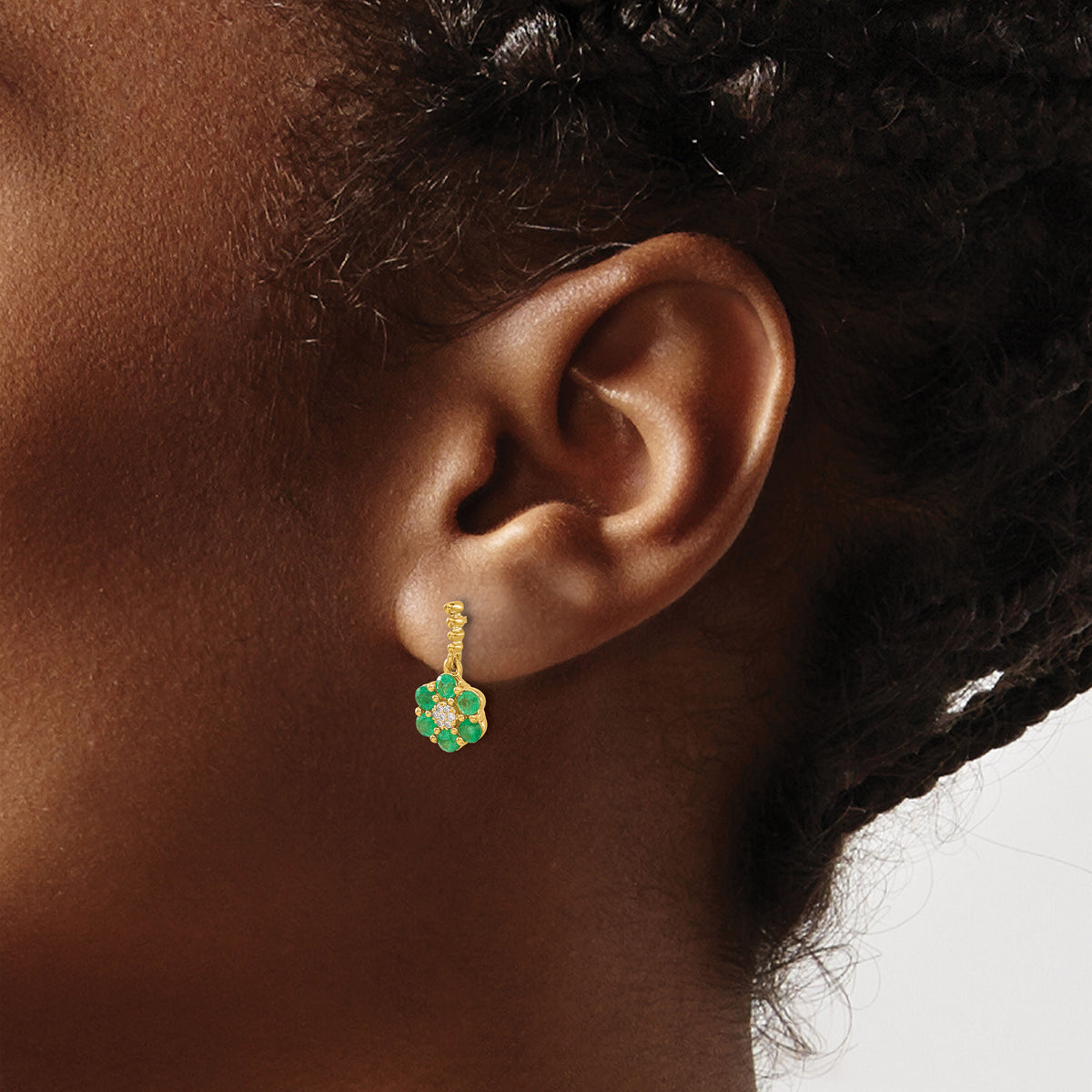 14k Emerald and Diamond Earrings-EM7191-EM-005-YA